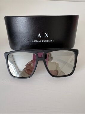 Armani Exchange Black Sunglasses Temples with Silver Logo